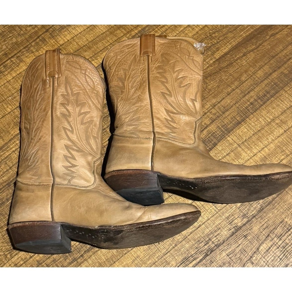 Vintage Nocona Men's 9.5D Tan Leather Western Cowboy Boots Soft Leather - Picture 5 of 13